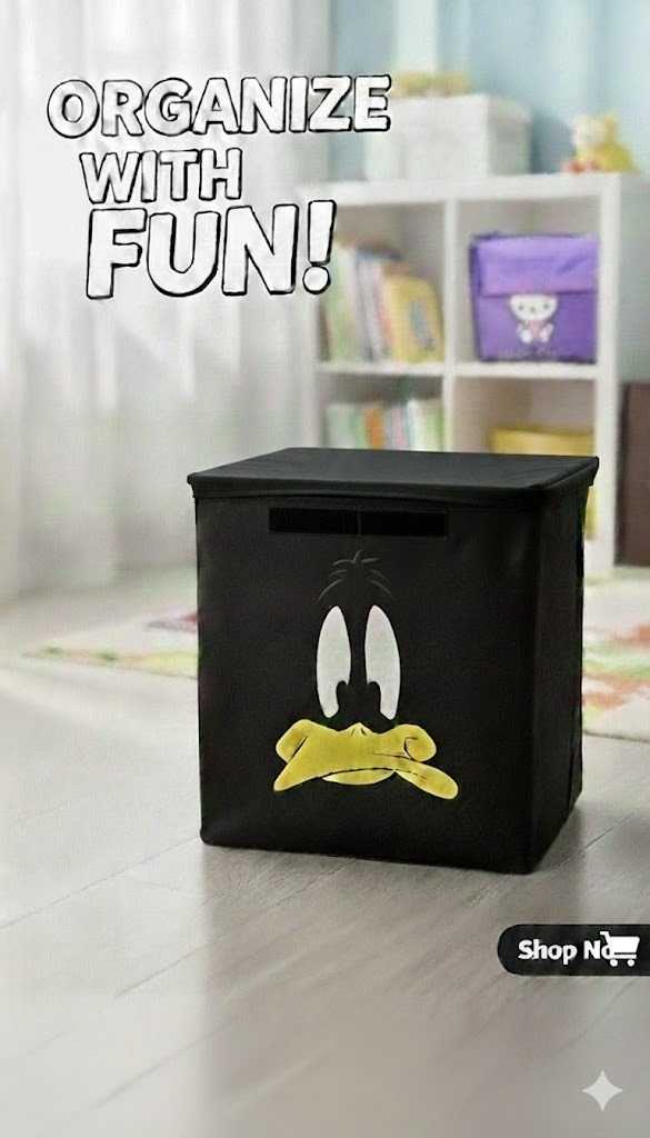 Brown Cube Storage Box – Cute Character Face Toy Organizer for Kids